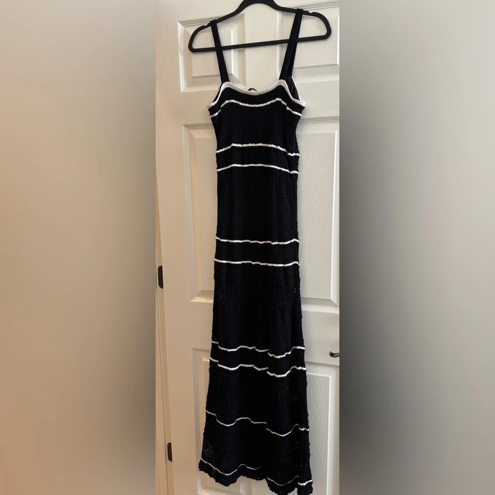 Abercrombie and Fitch Crochet Style Maxi Dress Black and White Medium